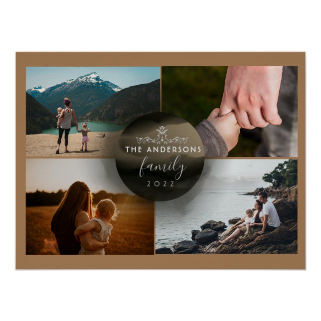 Modern Chic Brown Golden Ornamental 4 Foto Poster (Vorderseite)