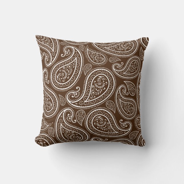 Modern Chic Brown Paisley Kissen (Vorderseite)