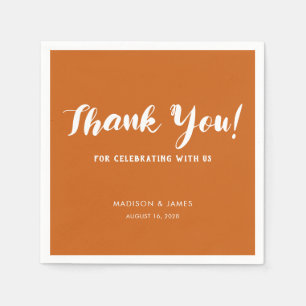 Modern Chic Burnt Orange Script Vielen Dank für Ih Serviette