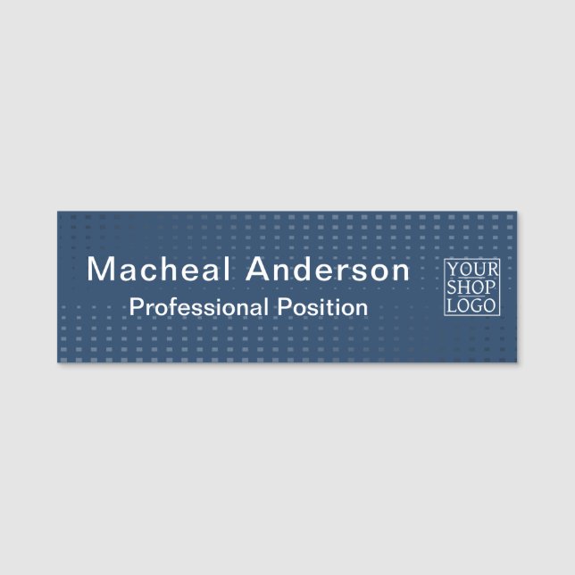 Modern Chic Business Logo Blue Namensschild (Vorderseite)