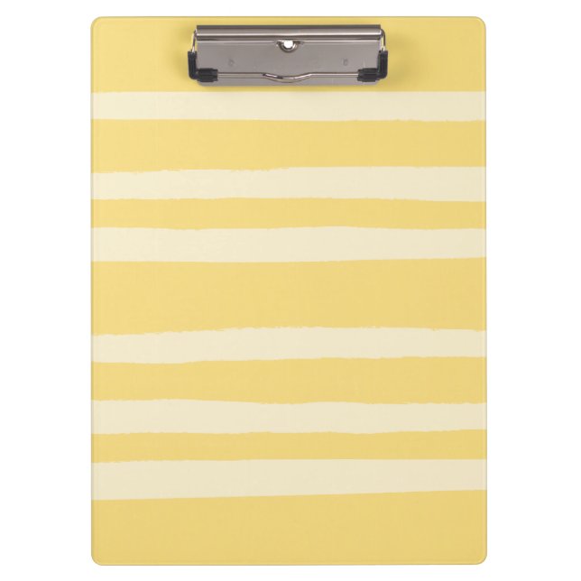 Modern Chic Butter Yellow Striped  Klemmbrett (Vorderseite)