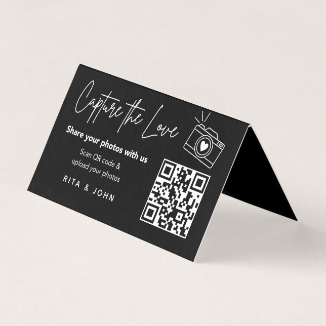 Modern Chic Capture The Love QR code Folded Card (Vorderseite)