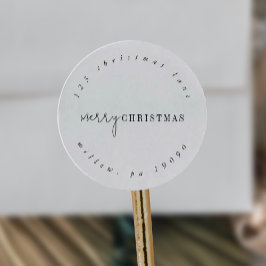 Modern Chic Christmas Circular Return Address Runder Aufkleber