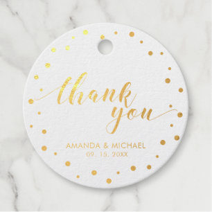 Modern Chic Confetti Gold Foil Wedding Danke F Geschenkanhänger