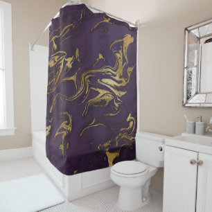 Modern Chic Deep Plum und Marmor Duschvorhang