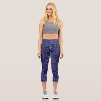 Modern, chic design in dark blue, glitter effect capri leggings