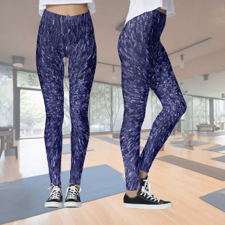 Modern, chic design in dark blue, glitter effect leggings