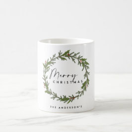 MODERN CHIC ELEGANT HOLLY BERRY WREATH CHRISTMAS KAFFEETASSE