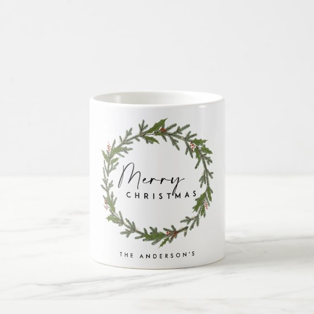 MODERN CHIC ELEGANT HOLLY BERRY WREATH CHRISTMAS KAFFEETASSE (Mittel)