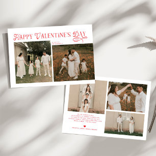 Modern Chic Familie 5 Fotos Frohen Valentinstag Feiertagskarte