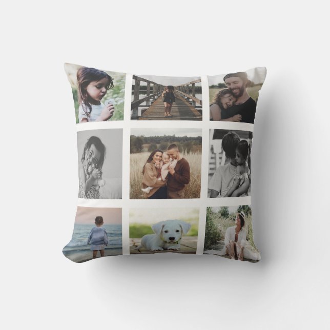 Modern Chic Family Foto Collage Trendy halten Kissen (Vorderseite)