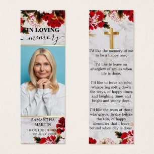Modern Chic Floral Memorial Funeral Bookmark