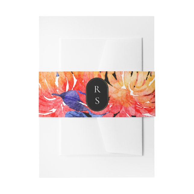 Modern Chic Floral Watercolor Bouquet Wedding Einladungsbanderole (Vorderseite Beispiel)