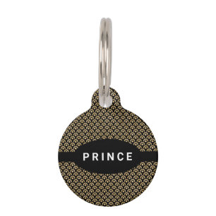Modern Chic Gold Black Pattern Dog Haustiermarke