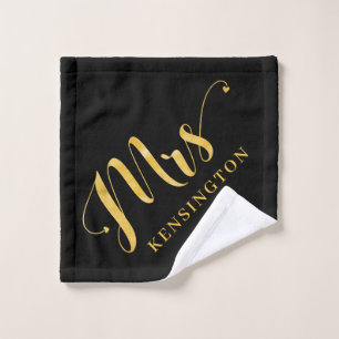 Modern Chic Gold Foil Typografie Mrs. Newlywed Badhandtuch Set