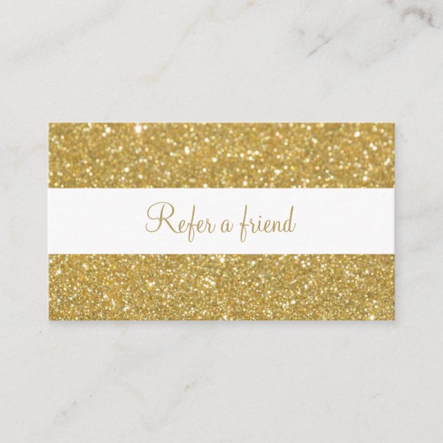 Modern Chic Gold Glitzer Script Empfehlungskarte (Vorderseite)