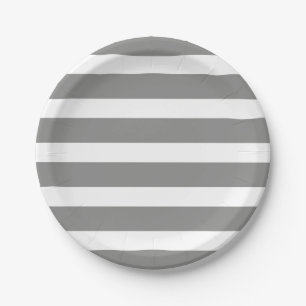 Modern Chic Gray Strip Geburtstagsparty Pappteller