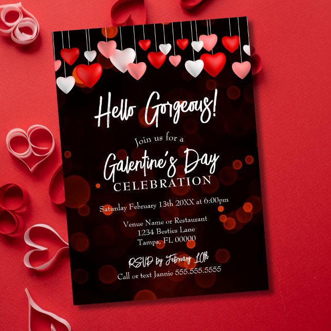 Modern Chic Hello Gorgeous Galentine's Day Party Einladung (Von Creator hochgeladen)