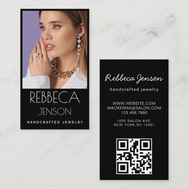 Modern Chic Jewelry Designer Business Card Visitenkarte (Vorne/Hinten)