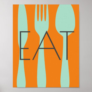 modern chic kitchen quote wall art eat poster