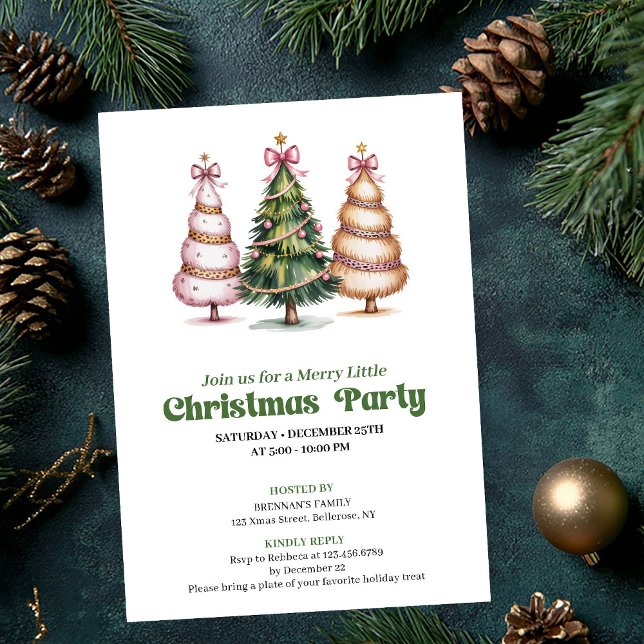 Modern chic leopard Christmas tree party invite Einladung (Modern chic leopard Christmas tree party invite)