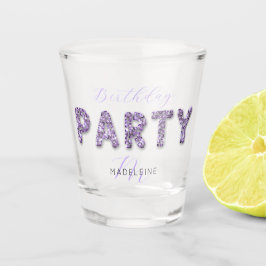 Modern Chic Lila Glitzer Monogram Birthday Party Schnapsglas