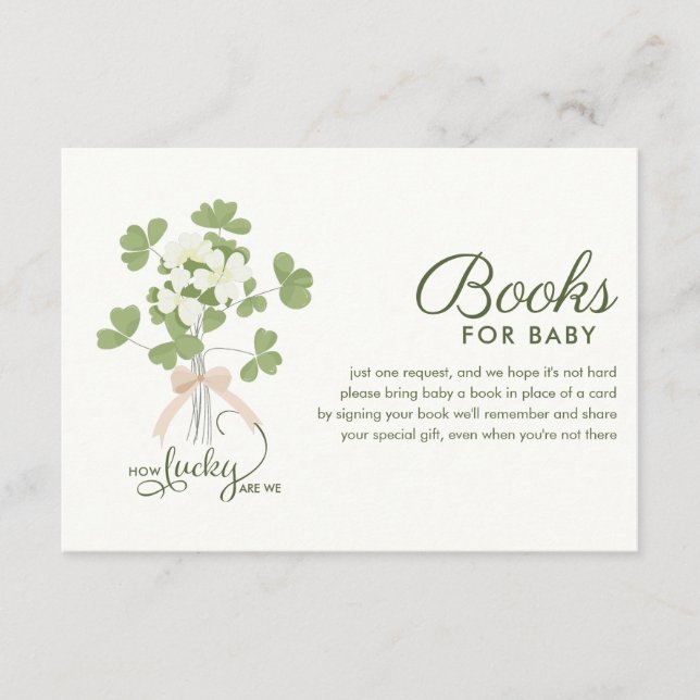 Modern Chic Lucky Shamrock with Bow baby shower Begleitkarte (Vorderseite)