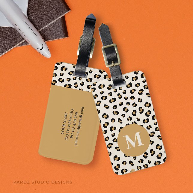 Modern Chic Monogram Gepäckanhänger (Personalize this monogrammed luggage tags with initial, name and information. Easily add to template)
