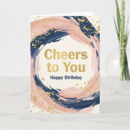 Modern Chic Navy and Blush Gold Splatter Birthday Karte