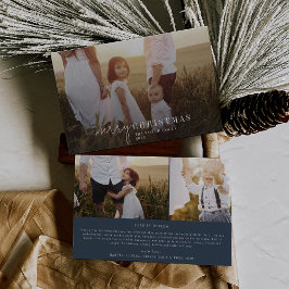 Modern Chic Navy Blue Foto Overlay Weihnachtsnachr Feiertagskarte