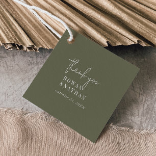 Modern Chic Olive Green Vielen Dank für Ihre Hochz Geschenkanhänger
