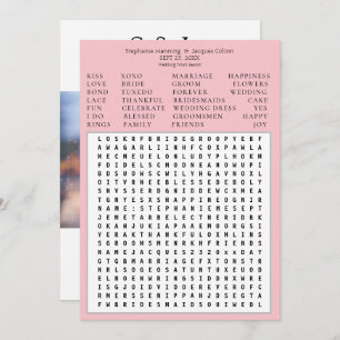 Modern Chic Pink Hochzeit Word Search Rett Date Einladung
