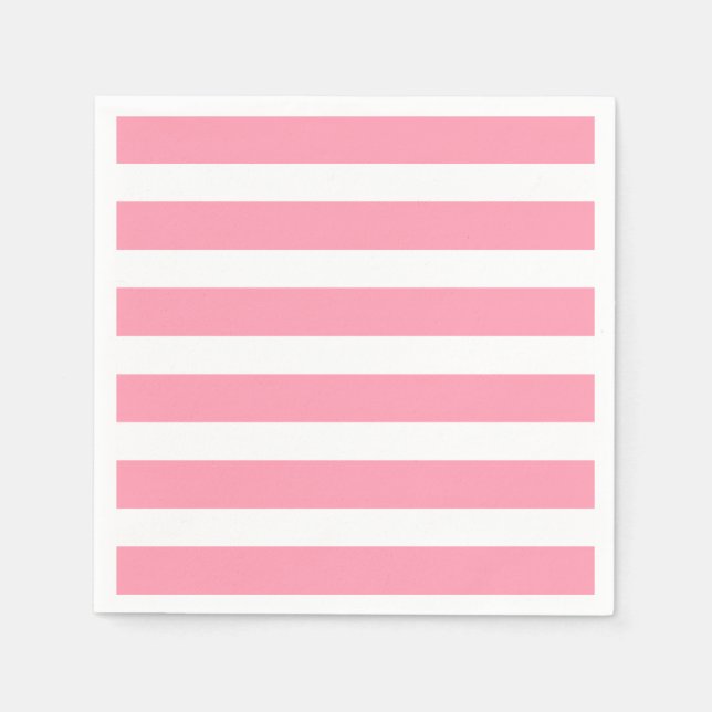 Modern Chic Pink Strip Party Napkins Serviette (Vorderseite)