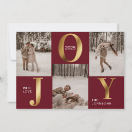 Modern Chic Red and Gold Joy Frohe Weihnachten Fot