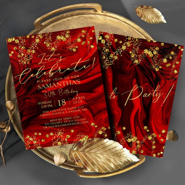 Modern Chic Red Birthday Party Einladung (Von Creator hochgeladen)