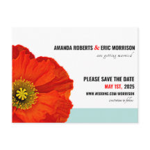 Modern Chic Red Poppy Minze Save the Date Aquamari
