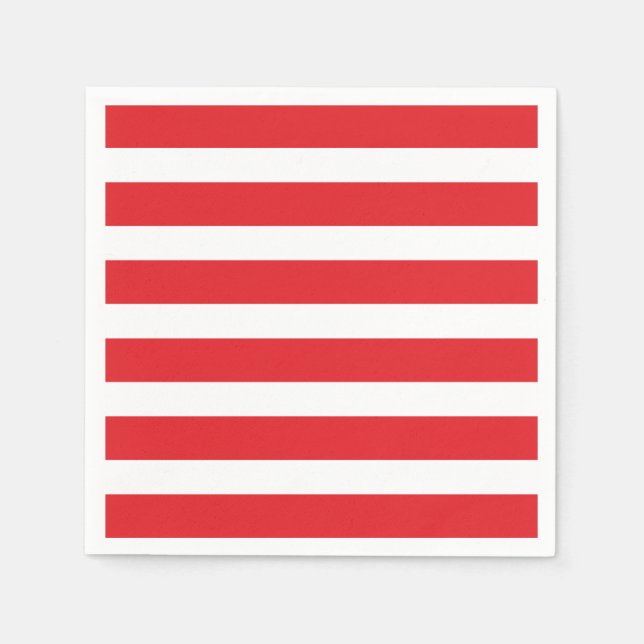 Modern Chic Red Strip Party Napkins Serviette (Vorderseite)