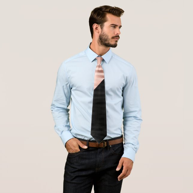 Modern Chic Rosa Rose Gold Black Triangle Cut Krawatte (Beispiel)