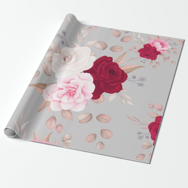 modern chic rot, rosa, floral geschenkpapier (Ungerollt)