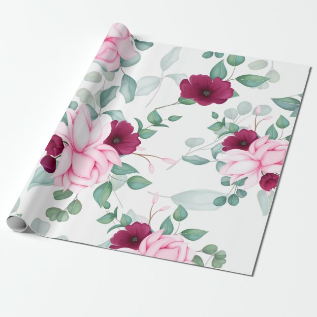 modern chic rot, rosa, floral geschenkpapier (Ungerollt)