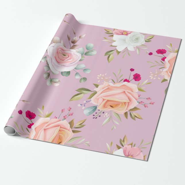 modern chic rot, rosa, floral geschenkpapier (Ungerollt)