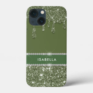 Modern Chic Sage Green Glitzer Sparkle Diamond Case-Mate iPhone Hülle