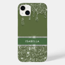 Modern Chic Sage Green Glitzer Sparkle Diamond