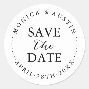 Modern Chic Save the Date Kalligrafy Letters Runder Aufkleber