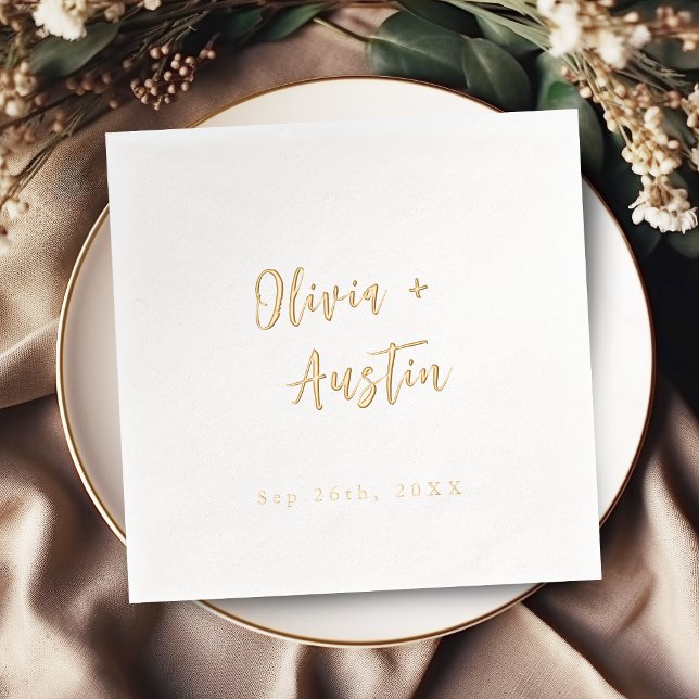 Modern Chic Script Minimalist Wedding Servietten Mit Folie (Modern Chic Script Minimalist Wedding Foil Napkins)