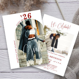 Modern Chic Script Photo 2026 Minimal Grad Party  Einladung