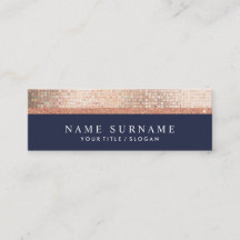 Modern Chic Sequin MidnightBlue Mini Business Card