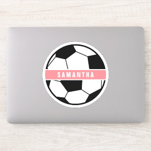 Modern Chic Soccer Ball Girly Pink Sports Monogram Aufkleber