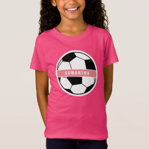 Modern Chic Soccer Ball Girly Pink Sports Monogram T-Shirt