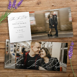 Modern Chic Statement Zwei Foto Save the Date Card Dreifach Gefaltete Einladung
